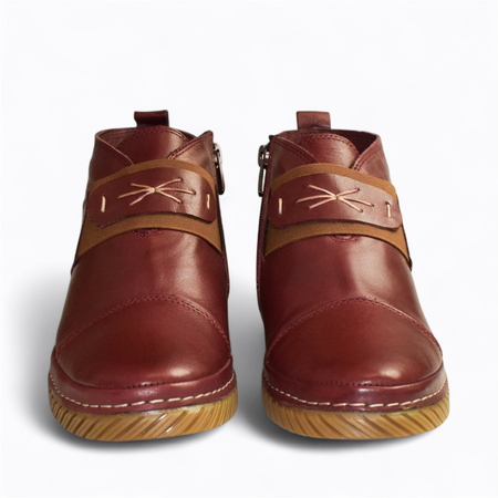 SKÓRZANE BORDOWE TRZEWIKI DAMSKIE OSILINA