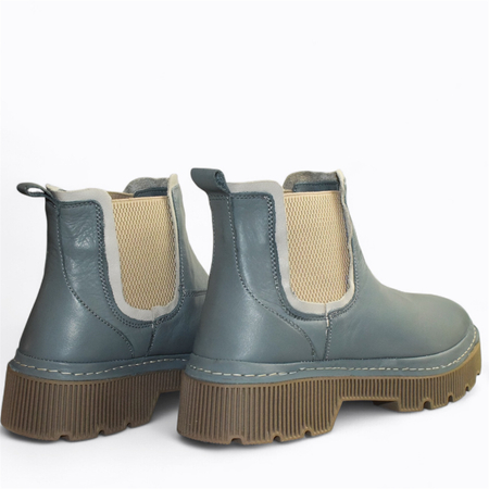 Skórzane denimowe trzewiki damskie Silvina