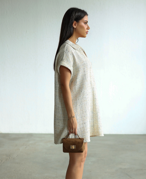 Faerine Taupe - suede leather mini trunk