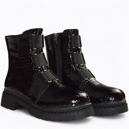 Skórzane czarne botki damskie Galenna