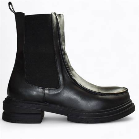 SKÓRZANE CZARNE BOTKI DAMSKIE MEGALIA