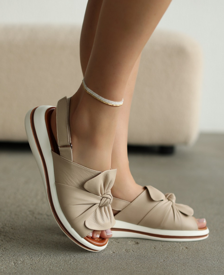 Ulrinia Beige Leather Women's Sandals