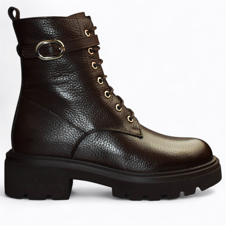 Skórzane brązowe trzewiki damskie Fenolin