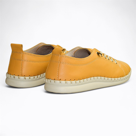 Brenika Women's Yellow Leather Low-Cut Shoes