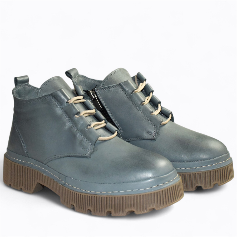 Skórzane denimowe trzewiki damskie Mirelis