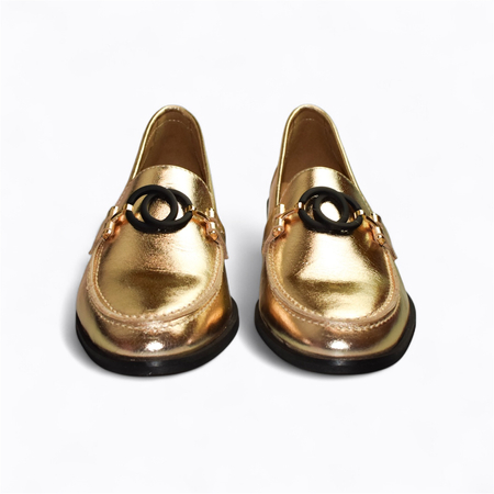 SKÓRZANE ZŁOTE PÓŁBUTY DAMSKIE SEGRINA