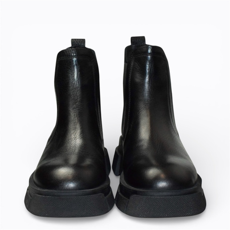 Teryssa Women's Black Leather Ankle Boots