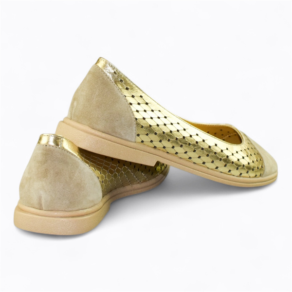 Brethin Women's Leather Gold Loafers