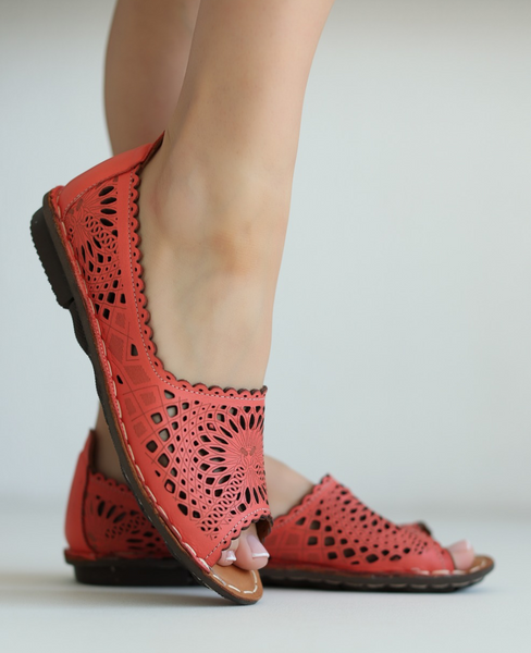 Semirea Women's Orange Leather Low-Top Shoes