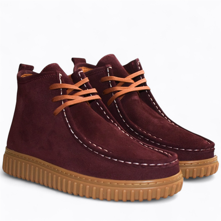 Skórzane bordowe trzewiki damskie Dalorin