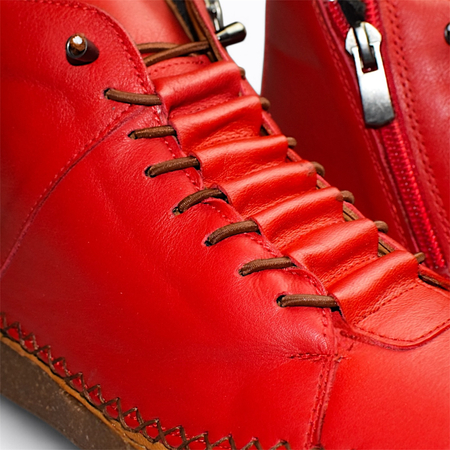 SKÓRZANE CZERWONE TRZEWIKI DAMSKIE CYRINNA