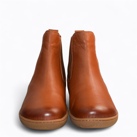 SKÓRZANE RUDE SZTYBLETY DAMSKIE BAREFOOT AVANISE