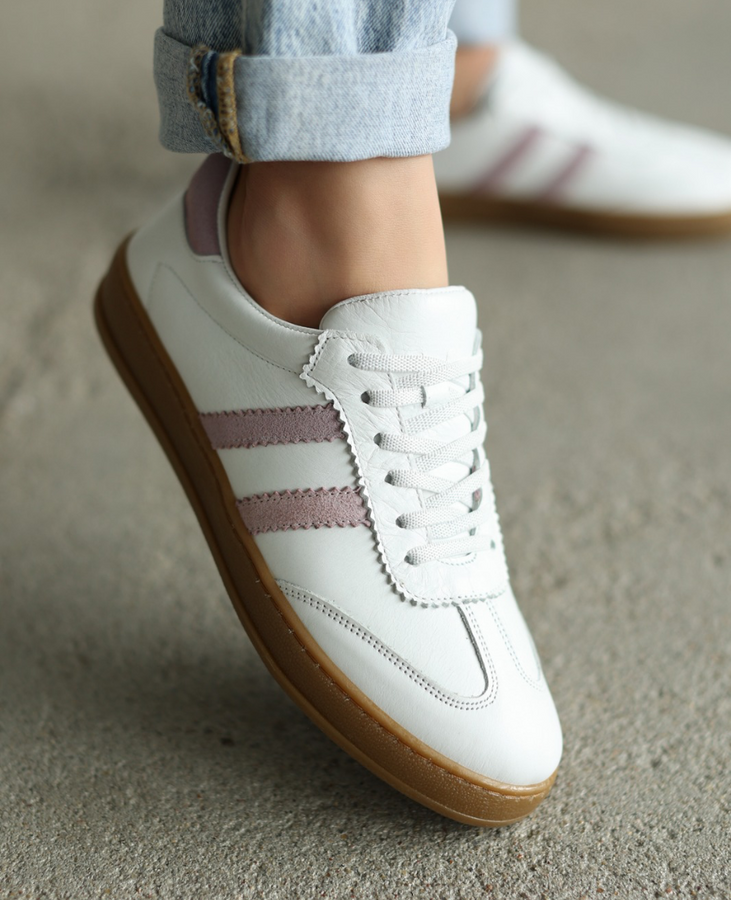 Skórzane białe sneakersy damskie Magline