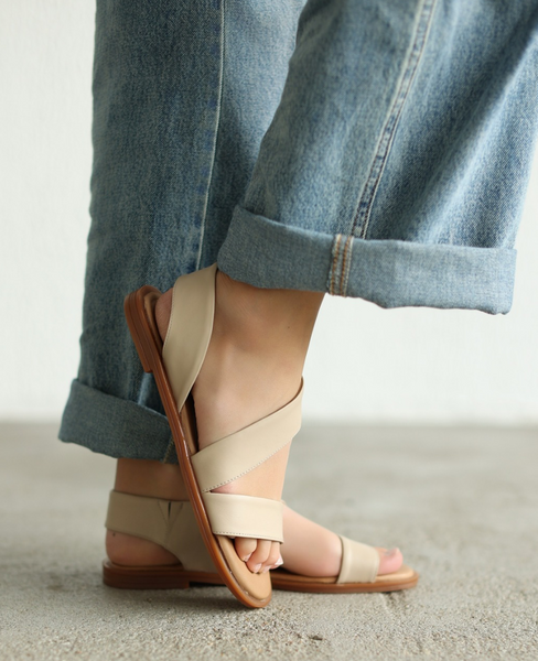 Milanna Beige Leather Women's Sandals