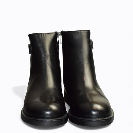 ZINETHI BLACK LEATHER WOMEN'S ANKLE BOOTS