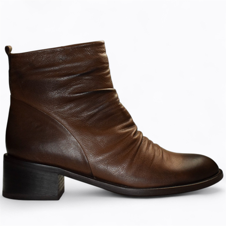 SKÓRZANE BRĄZOWE BOTKI DAMSKIE ZENETHA