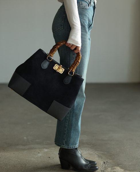Esvaldi Black – Large Women's Suede Handbag