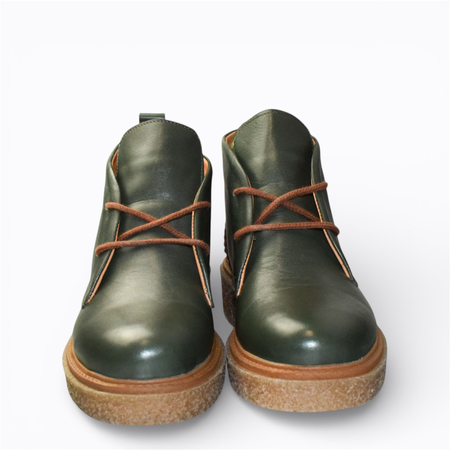 Skórzane zielone trzewiki damskie Astrena