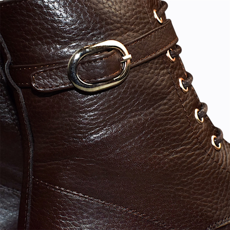 SKÓRZANE BRĄZOWE TRZEWIKI DAMSKIE FENOLIN