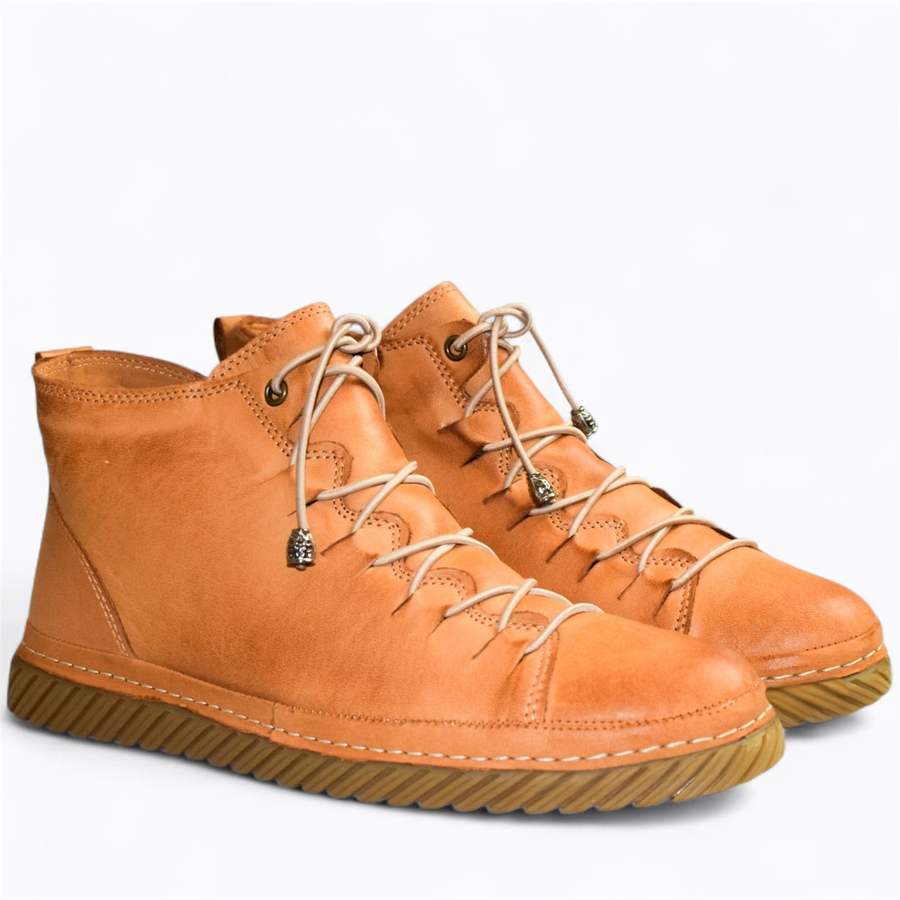 Skórzane rude trzewiki damskie Noliria