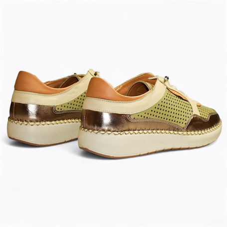 Rinelei Women's Green Leather Low-Cut Shoes