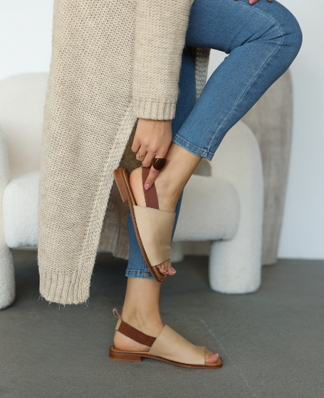 Dalmeri Beige Leather Women's Sandals