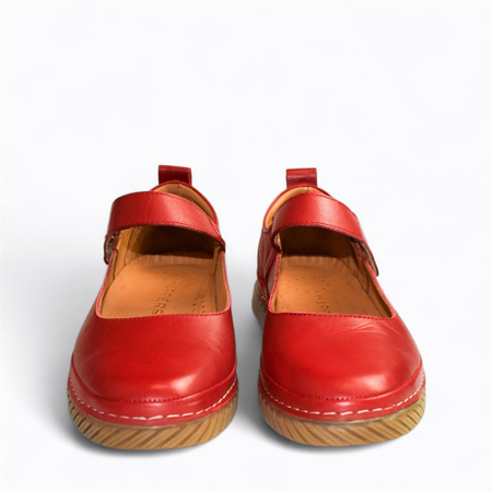 SKÓRZANE CZERWONE PÓŁBUTY DAMSKIE LURETIA