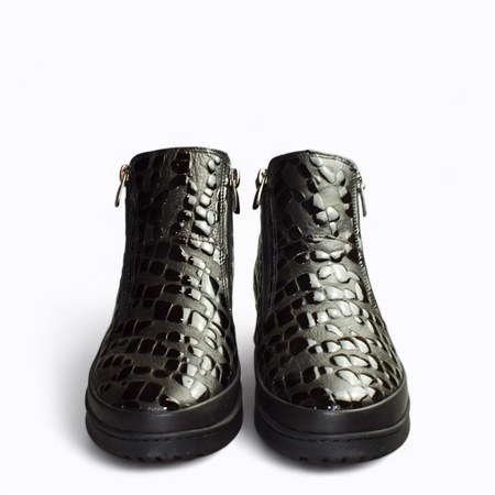 SKÓRZANE CZARNE BOTKI DAMSKIE EUDORIA