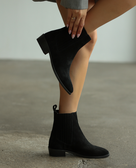 Anastia Women's Black Leather Ankle Boots