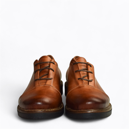 Skórzane rude półbuty damskie Elvisia