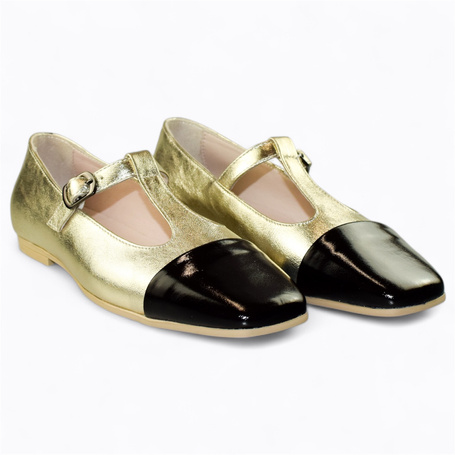 Aselina Women's Leather Gold Loafers