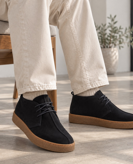 Bastiel Men's Navy Blue Leather Boots