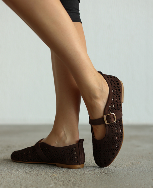Seperti Women's Leather Chocolate-Brown Low-Cut Shoes