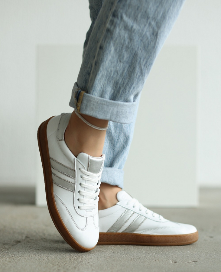 Skórzane białe sneakersy damskie Magline