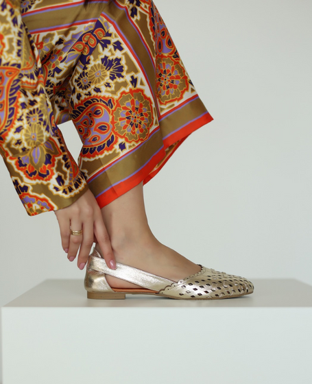 Monsera Gold Leather Sandals