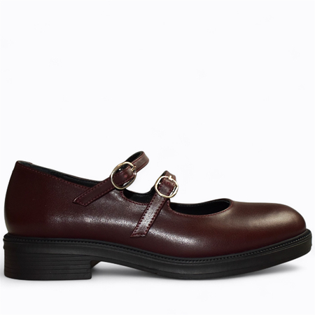 Skórzane bordowe półbuty damskie Kirella