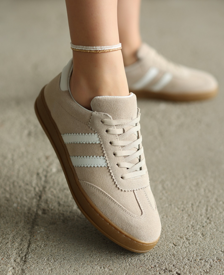 Skórzane beżowe sneakersy damskie Magline