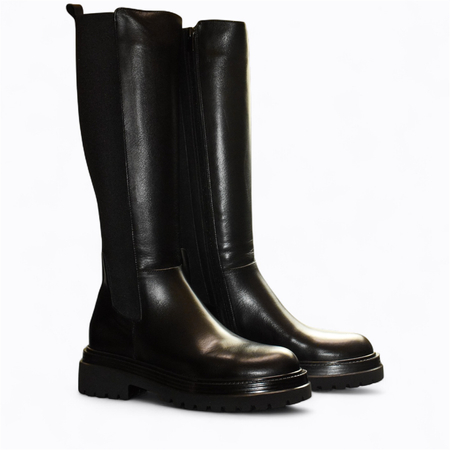Skórzane czarne kozaki damskie Valsira