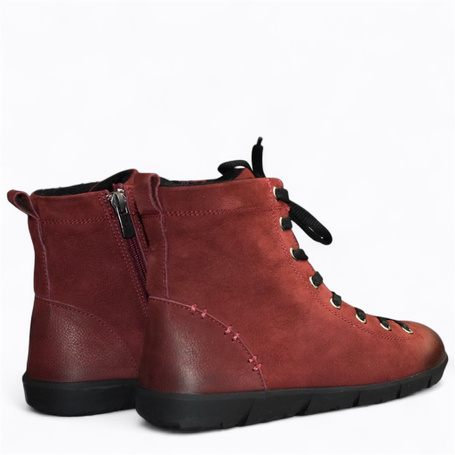 Auralia Women's Burgundy Leather Barefoot Boots