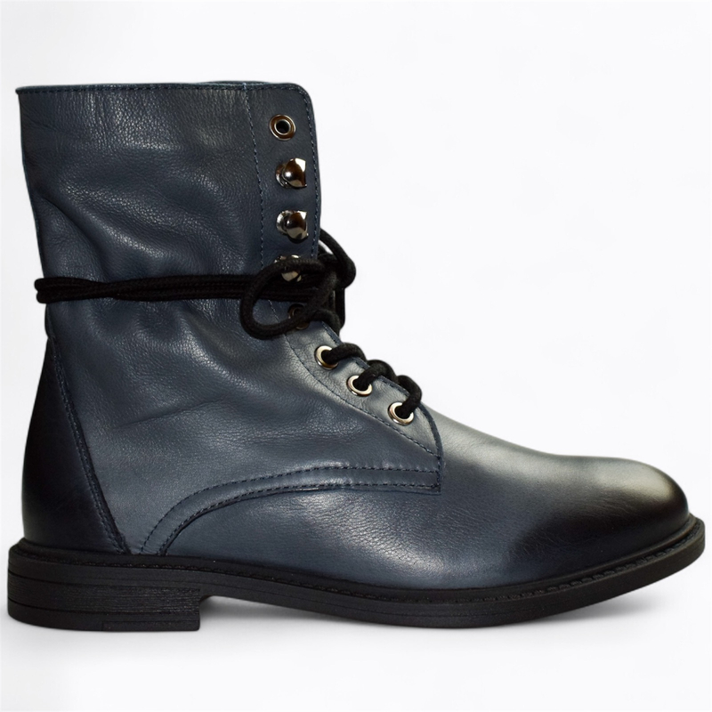 Skórzane granatowe trzewiki damskie Tivalin