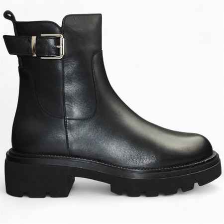 SKÓRZANE CZARNE BOTKI DAMSKIE CALIRIA