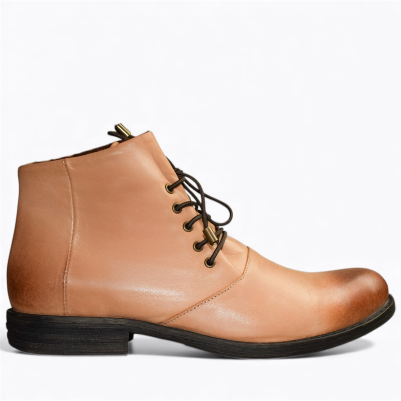 Evandra Beige Leather Women's Boots