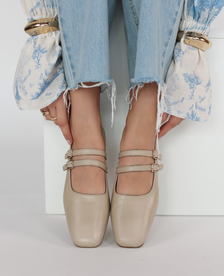 Albrika Women's Beige Leather Loafers
