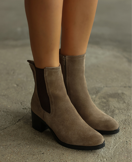Tiselli Women's Cappuccino Leather Ankle Boots