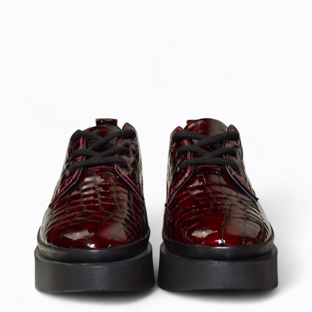 Skórzane bordowe półbuty damskie Noverin