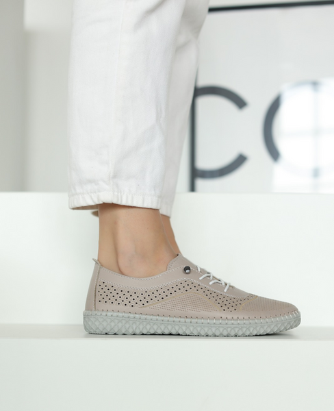 Silmera Beige Leather Women's Low-Cut Shoes