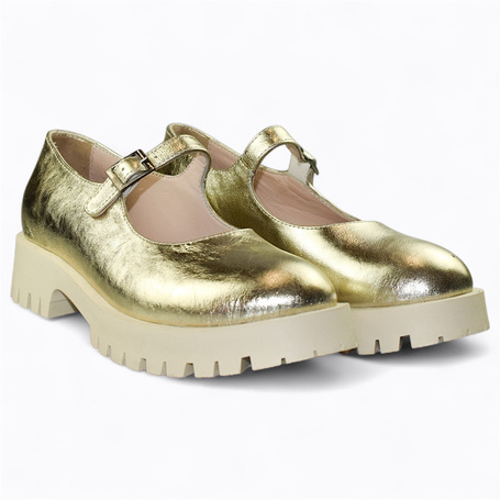 Garinia Women's Leather Gold Loafers