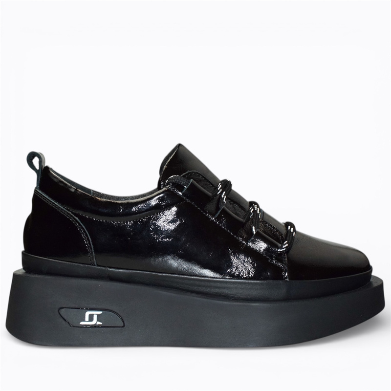 Lesmari Women's Black Leather Low-Cut Shoes