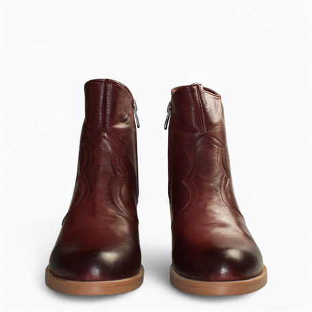 Rillena Women's Burgundy Leather Ankle Boots