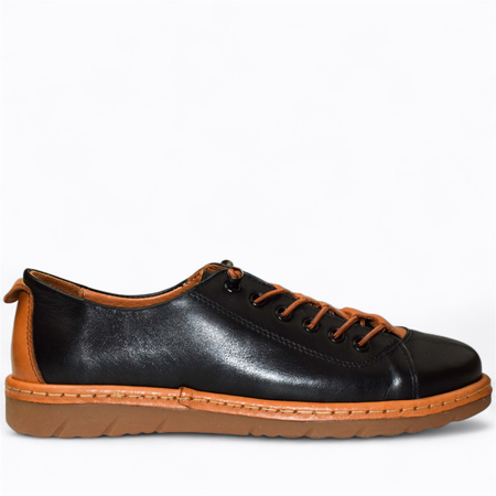 Skórzane czarne półbuty damskie Ronisia